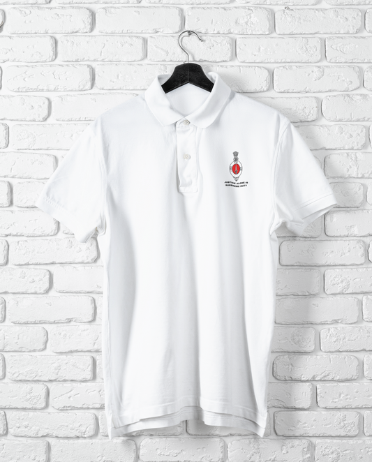 JAG Branch polo shirt in white – Judge Advocate General Indian Army unisex polo t-shirt | Indipeepal