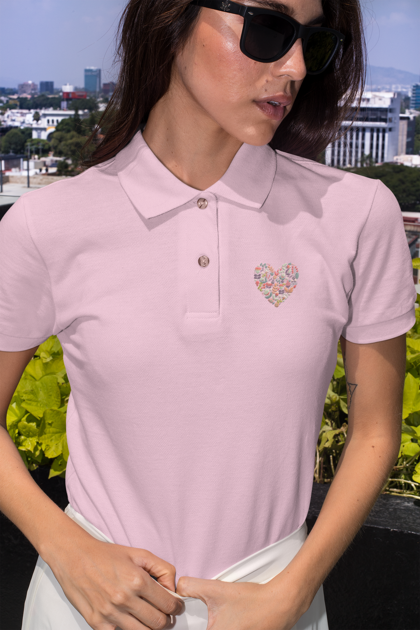 Heart Polo Neck T shirt