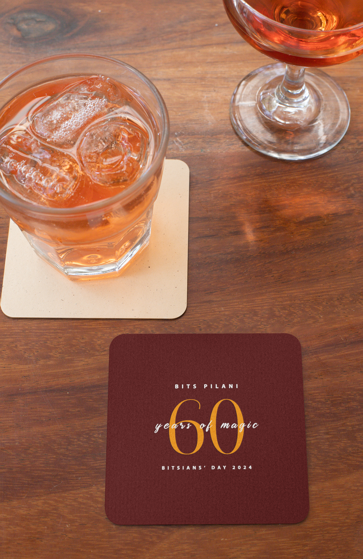 BITS Pilani Diamond Jubilee Coaster Set - Maroon and Navy Blue