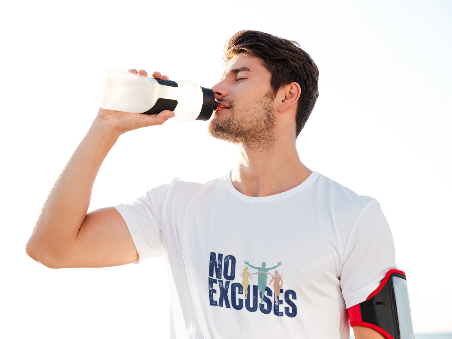 No Excuses white men's round neck motivational t-shirt – army fitness sports tee | Indipeepal