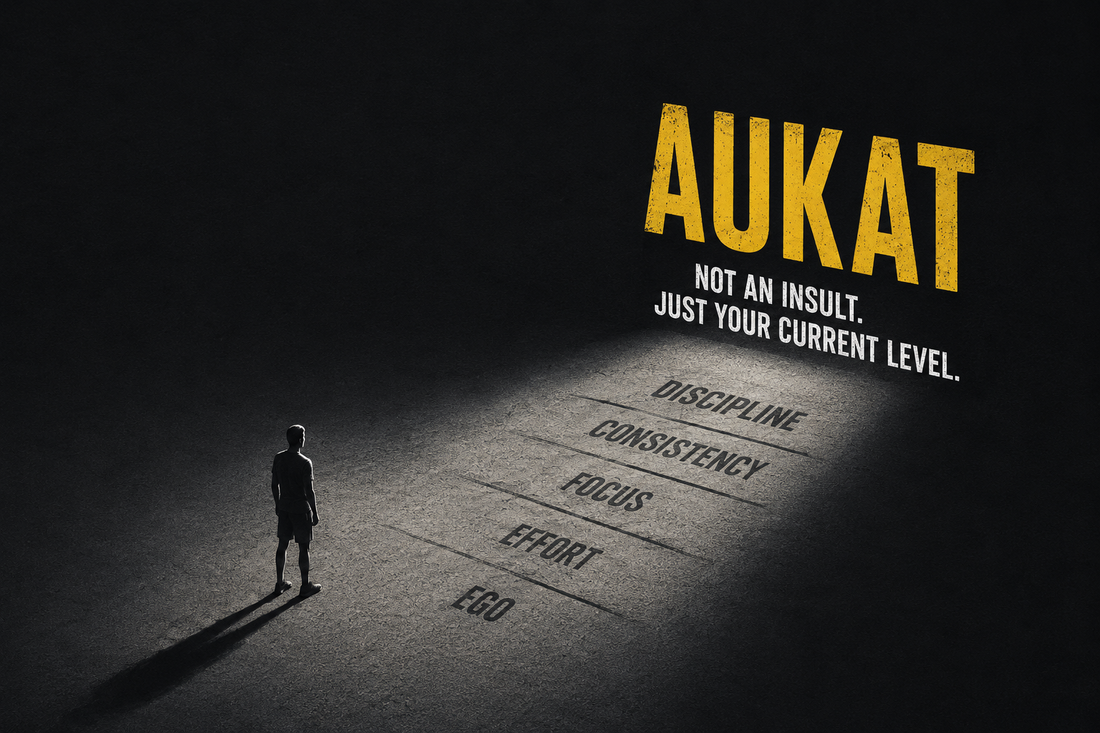 Aukat motivational poster — a reality check on self-worth, fitness mindset and personal standards