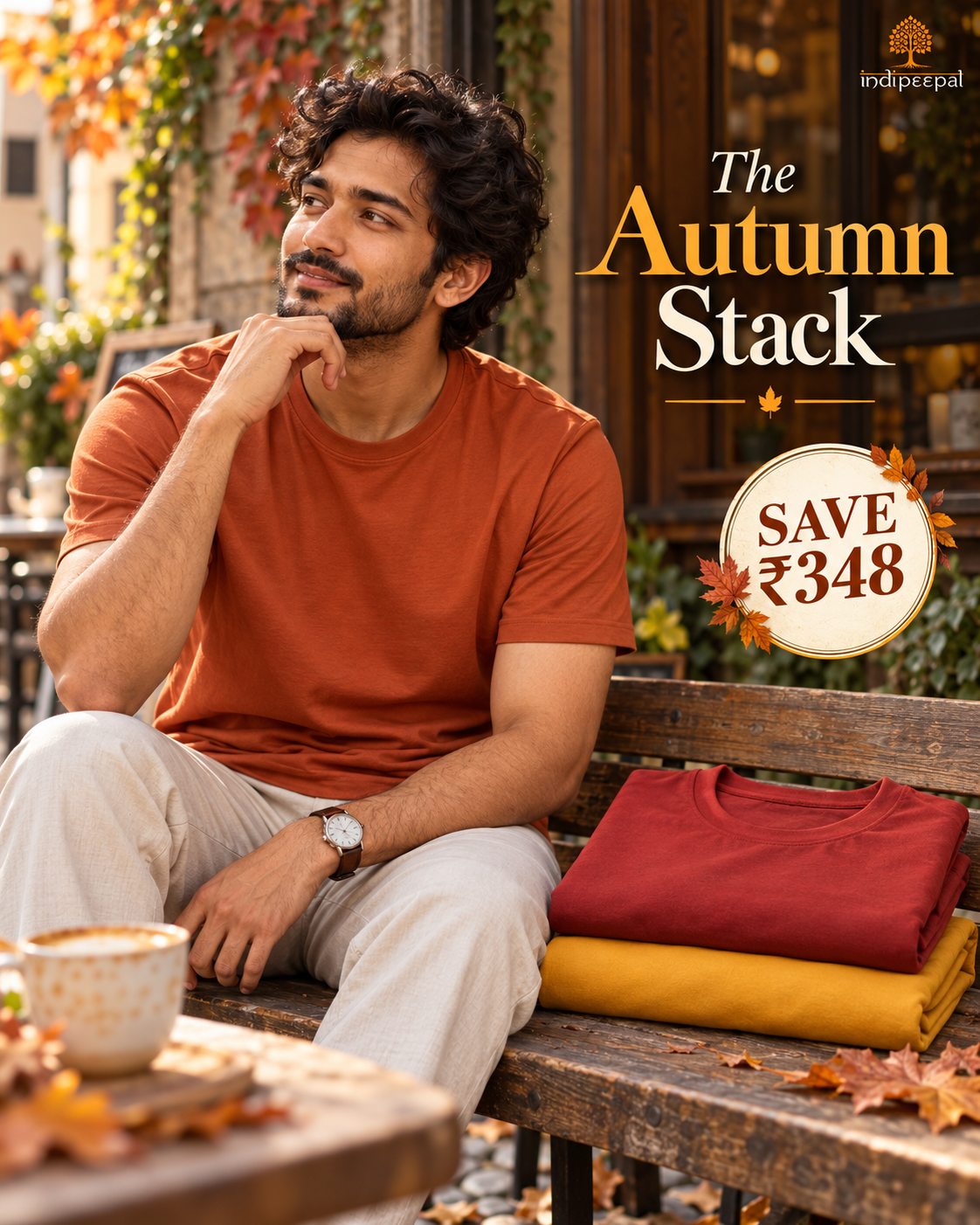 The Autumn Stack – Copper + Brick Red + Mustard Yellow | Round Neck Bundle | Save ₹348