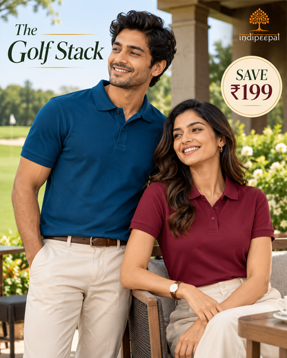 The Golf Stack – Petrol Blue + Maroon | Polo Bundle | Save ₹199