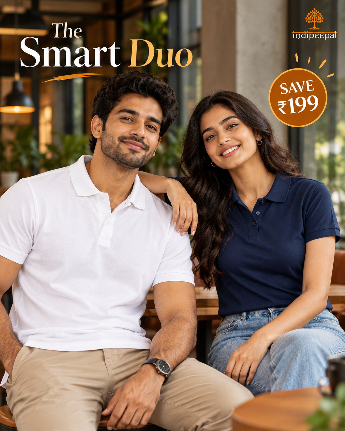 The Smart Duo – White + Navy Blue | Polo Bundle | Save ₹199