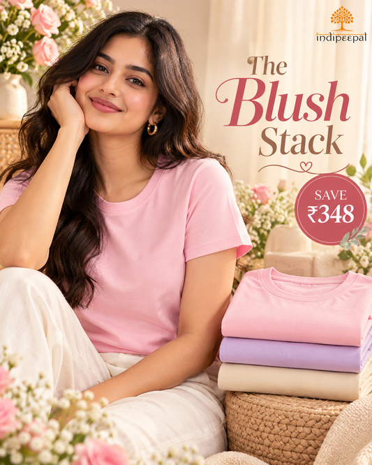 The Blush Stack 🌸 – Light Baby Pink + Lavender + Beige | Women's Classic Crew Bundle | Save ₹348