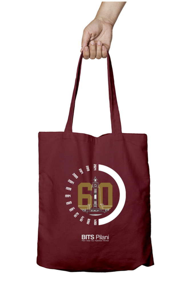 BITS Pilani Clock Tower Logo Tote Bag with Zipper