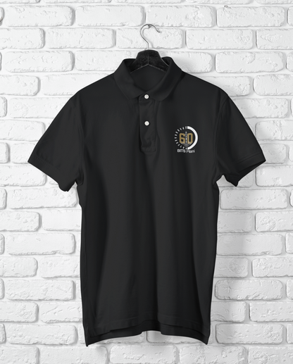 BITS Pilani Clock Tower 60th anniversary polo t-shirt in black – diamond jubilee college merchandise | Indipeepal