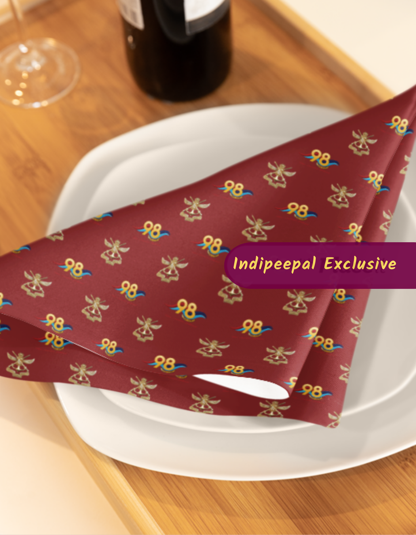 98 NDA Cloth Napkin Set (4 pcs) – Silver Jubilee Edition | Burgundy with Crest Print