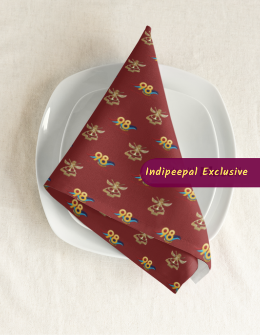 98 NDA Cloth Napkin Set (4 pcs) – Silver Jubilee Edition | Burgundy with Crest Print