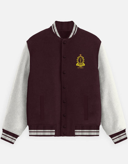 AFMC varsity jacket in maroon with embroidered Armed Forces Medical College crest – army doctor alumni gift | Indipeepal