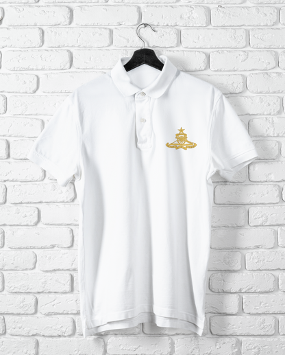 Artillery crest polo shirt in white – Indian Army gunner regiment patriotic polo t-shirt | Indipeepal