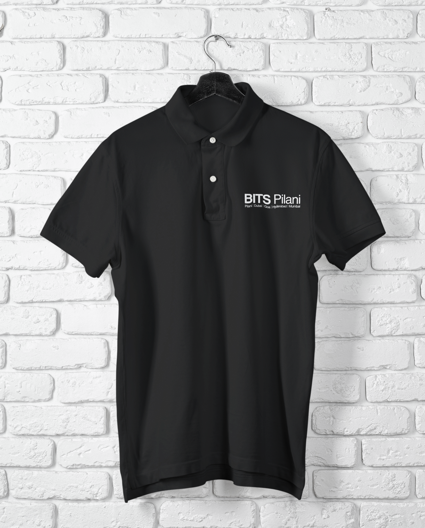 BITS Pilani Alumni polo t-shirt in black with iconic BITS logo – college merchandise gift | Indipeepal