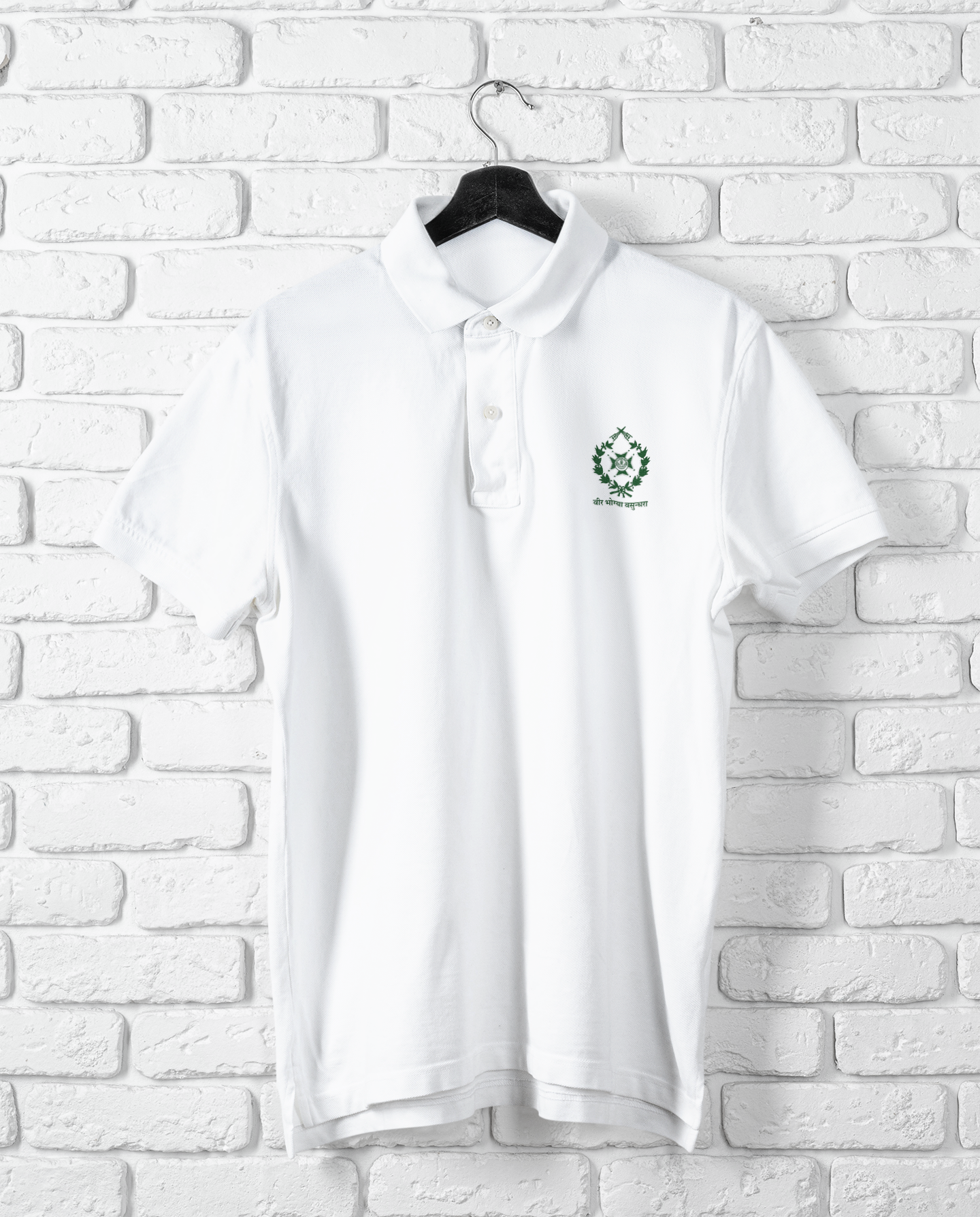 Rajputana Rifles polo shirt in white – Indian Army regiment crest gift for veterans | Indipeepal