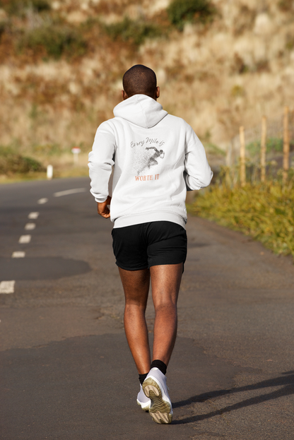 Every Mile is Worth It oversized hoodie in white – running workout sweatshirt | Indipeepal