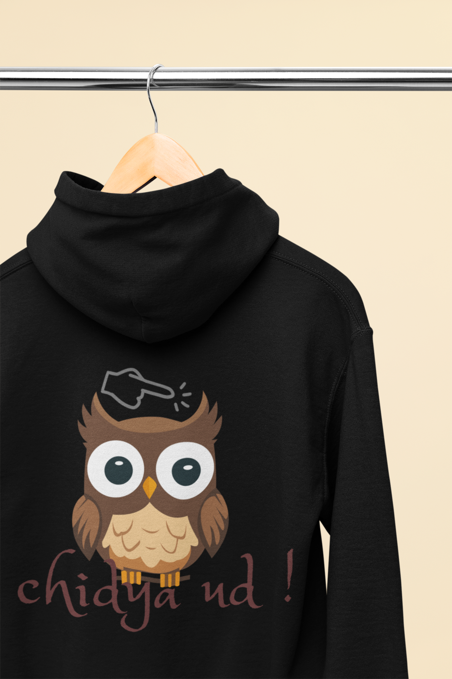 Chidya Ud Soar Back Edition hoodie with owl graphic – black and maroon unisex sweatshirt | Indipeepal