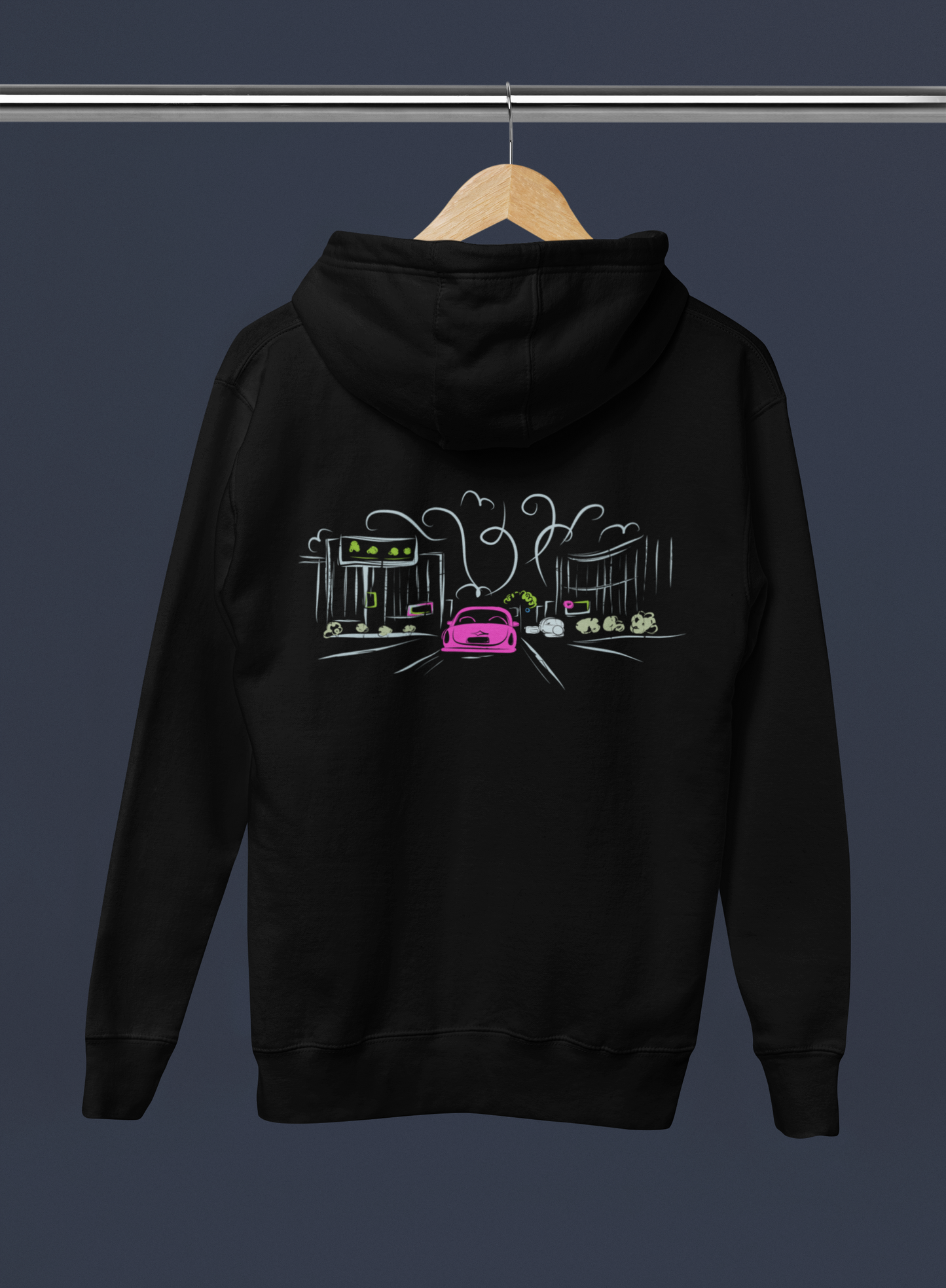 Cityscape black unisex hoodie with urban print – Indipeepal street style sweatshirt