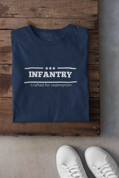 Infantry: Crafted for Redemption T-Shirt – Indian Army Tribute Unisex Tee | Gift for Infantry Veterans | Indipeepal