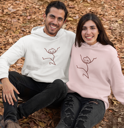 Happy Always white unisex hoodie – feel-good graphic sweatshirt by Indipeepal