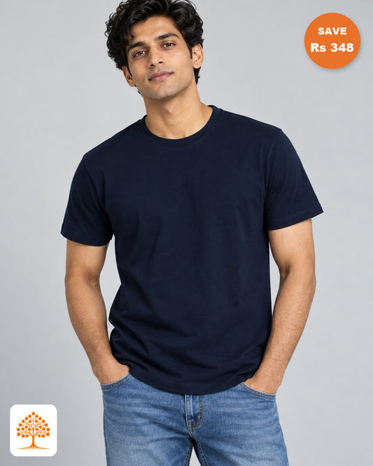His & Hers – Colour | Navy Blue + Red V-Neck Bundle | Save ₹199