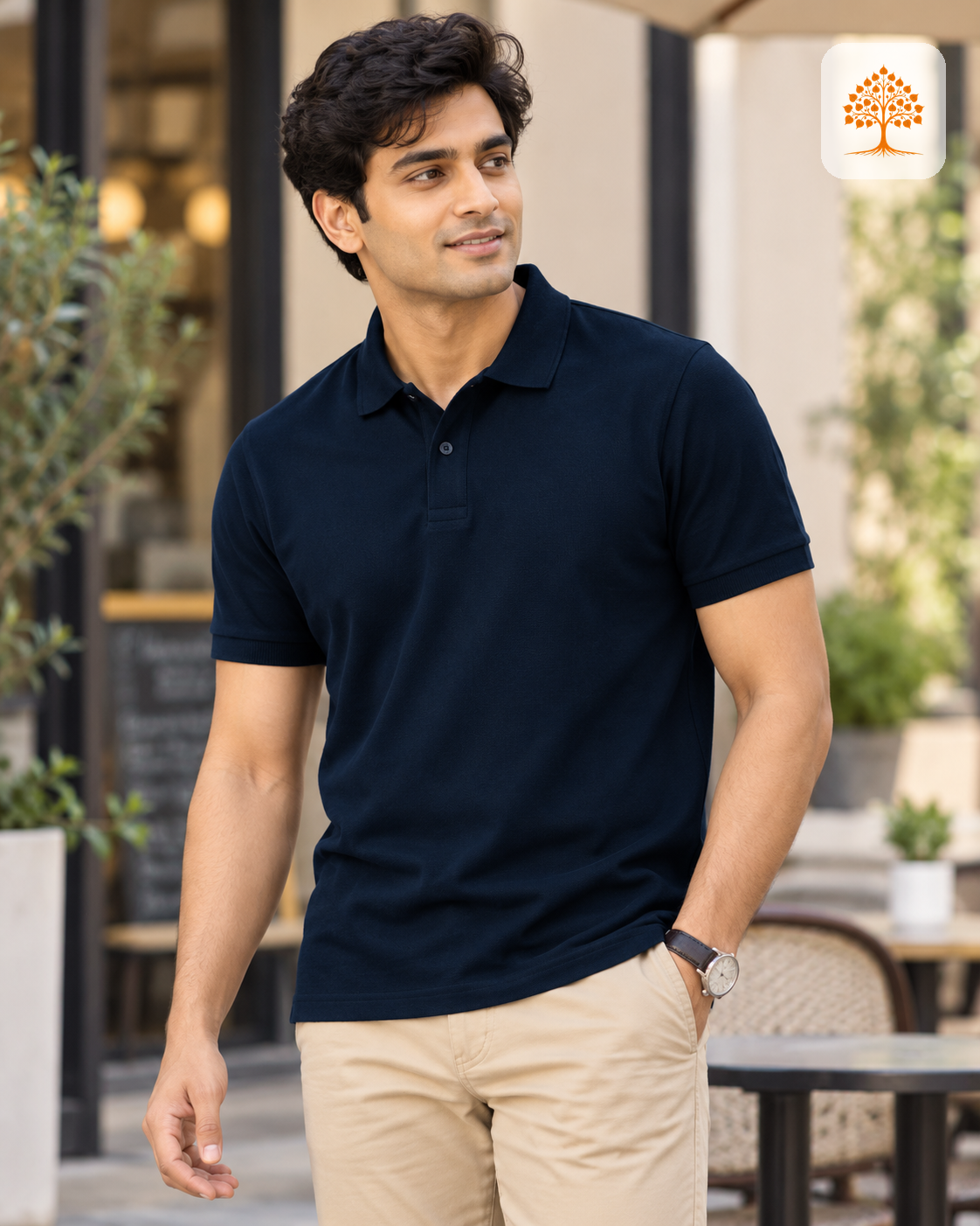 Navy Blue Plain Polo T-Shirt Male Model – Indipeepal Unisex Solid Polo India