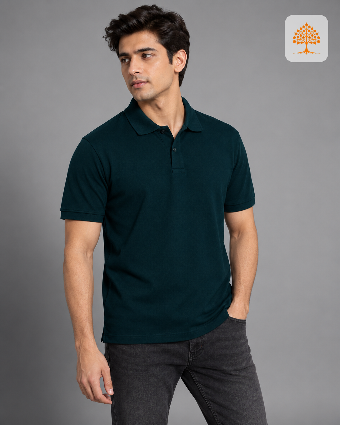 Petrol Blue Plain Polo T-Shirt Male Model – Indipeepal Unisex Solid Polo India