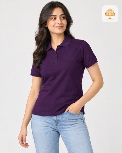 Purple Plain Polo T-Shirt Female Model – Indipeepal Unisex Solid Polo India