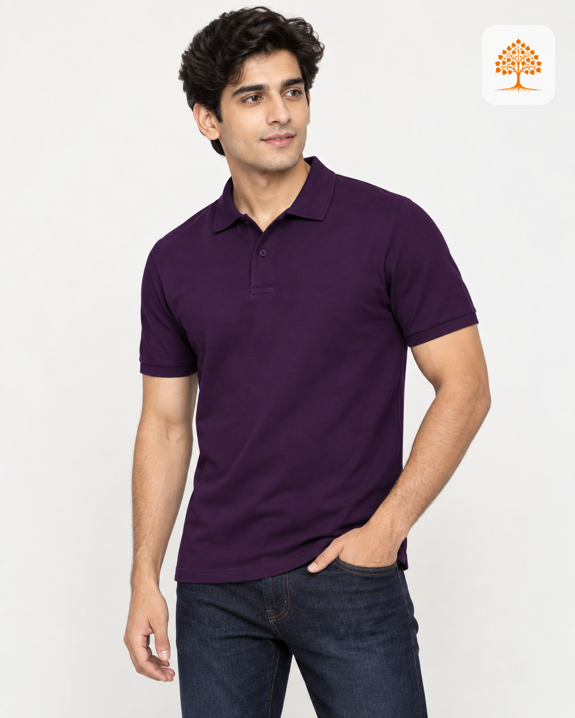 Purple Plain Polo T-Shirt Male Model – Indipeepal Unisex Solid Polo India