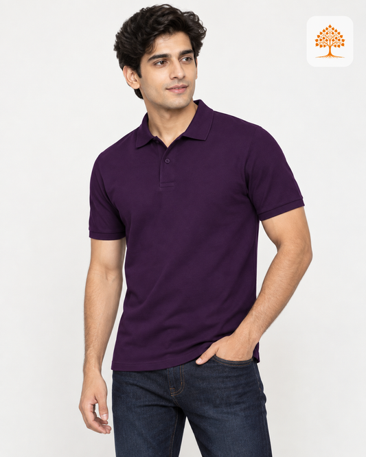 Purple Plain Polo T-Shirt Male Model – Indipeepal Unisex Solid Polo India
