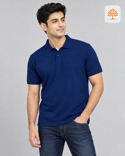 Royal Blue Plain Polo T-Shirt Male Model – Indipeepal Unisex Solid Polo India
