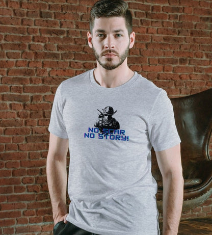 No Scar No Story T-Shirt – Motivational Army Graphic Tee | Gift for Veterans & Warriors | Indipeepal