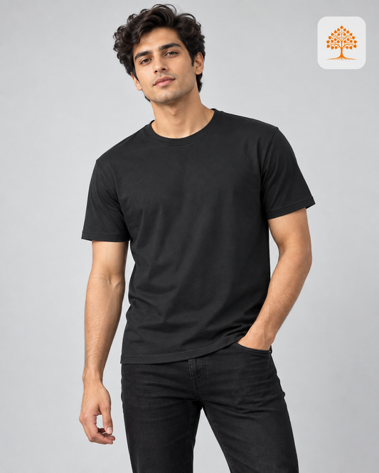 Steel Grey Round Neck T-Shirt – Classic Crew | 100% Cotton | Unisex | Indipeepal